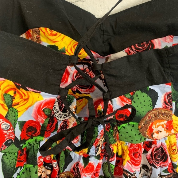 Hell Bunny Dress Dia De Los Meurtos Day Of The Dead Sugar Skull Pinup XL - Picture 6 of 9